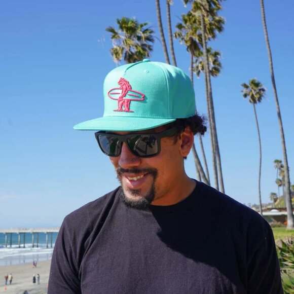 Mens Everyday California Brutus Connect Snapback Hat, Mint Green and Pink - Picture 3 of 6